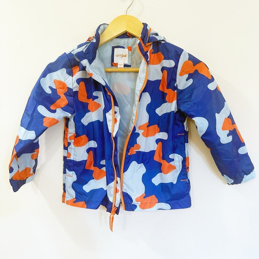 Cat & Jack Blue Camo Windbreaker Jacket sz XS (4-5)